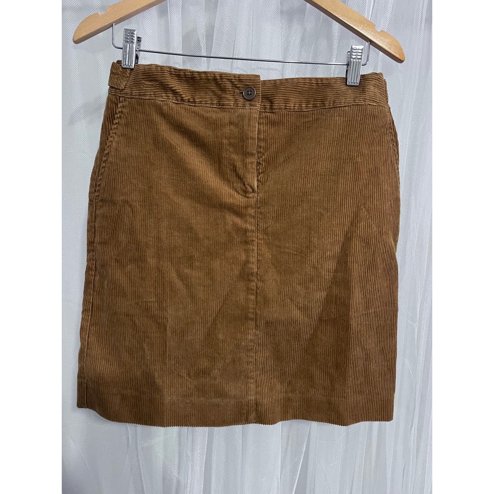 Talbots Brown Corduroy Mini Skirt Womens 4 Caramel Tan Cotton Straight Fall